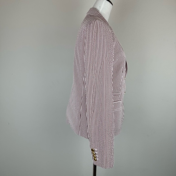 J.Crew Schoolboy Blazer Women’s 12 Red White Stripe Cotton Lined Jacket - Picture 4 of 13